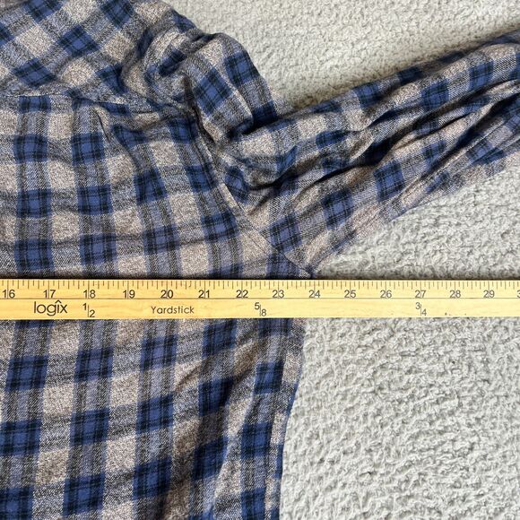 Vans Flannel Shirt Men XL Blue Gray Plaid Button Long Sleeve Pocket Surf Skate - Picture 12 of 12